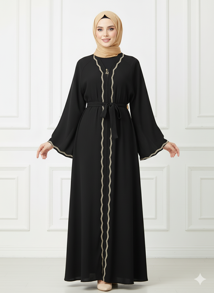 Double flared abaya with wide sleeves