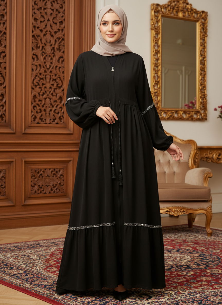 Abaya with flared sleeves